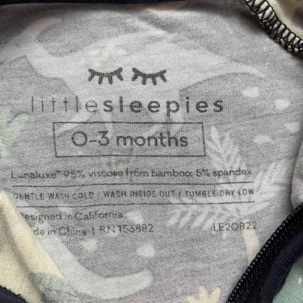 Little Sleepies Jungle Bamboo Zippy in Black